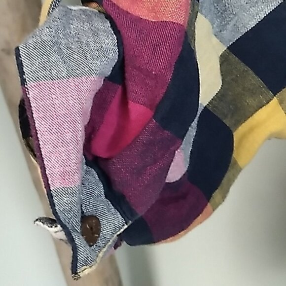 Poetry colourful checkered pattern Full button up rouched upper short - Picture 6 of 10